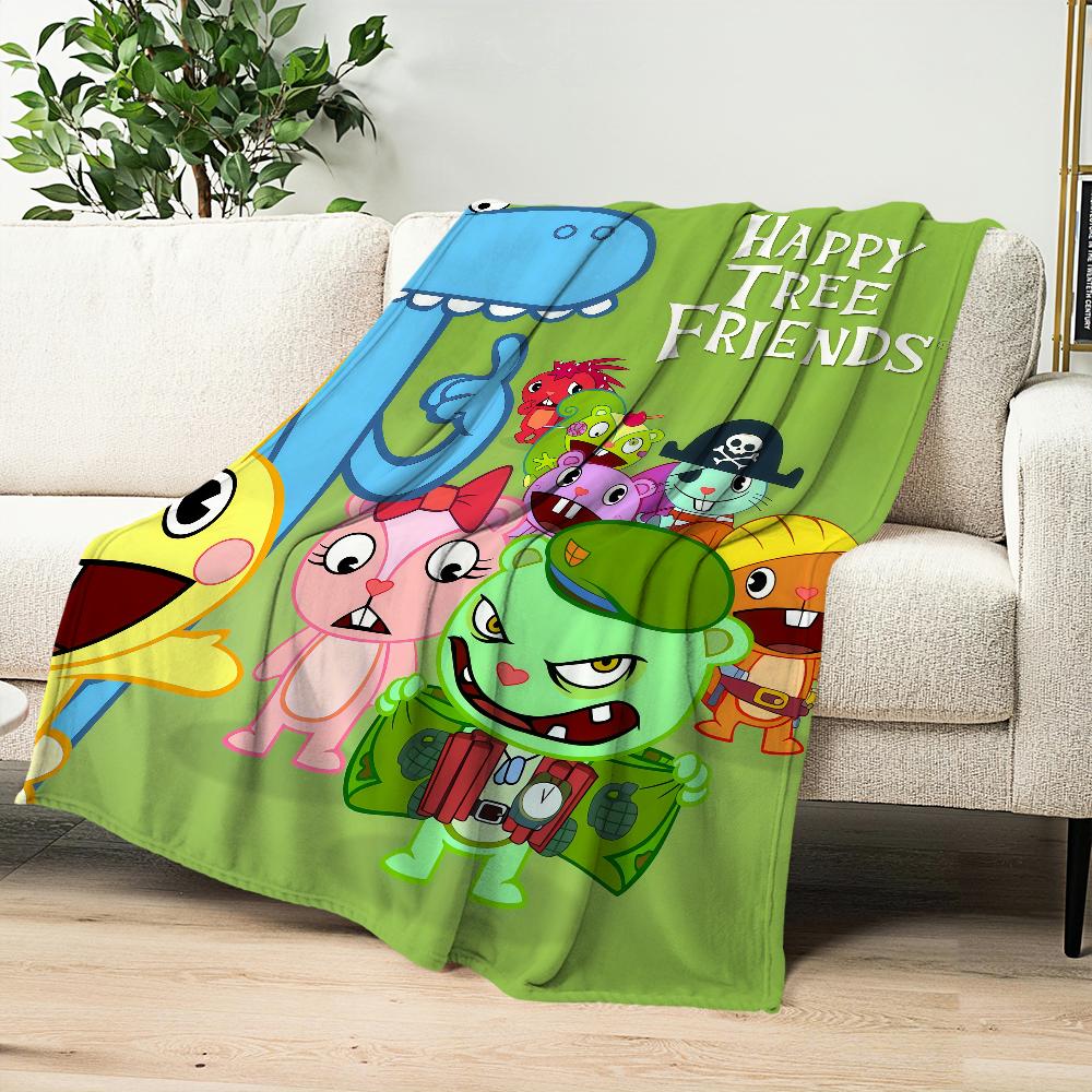 Cute cartoon art Happy T-Tree F-Friends Fliqpy Flannel warm comfort soft plush blanket for sofa living room bedroom travel gift