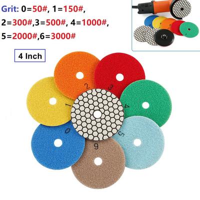 4 Inch-Diamond Dry Polishing Pad Flexible Sanding Disc For-Granite Marble