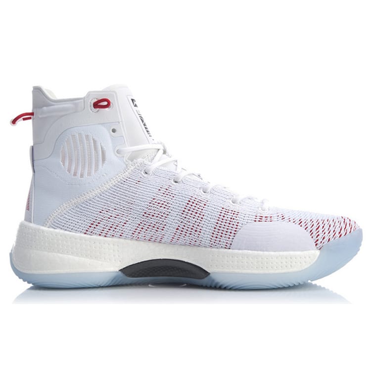Li Ning YuShuai 13 Boom Slip Resistant, Abrasion Resistant, Lightweight High top Basketball Shoes Men's White Red ABAP031-1