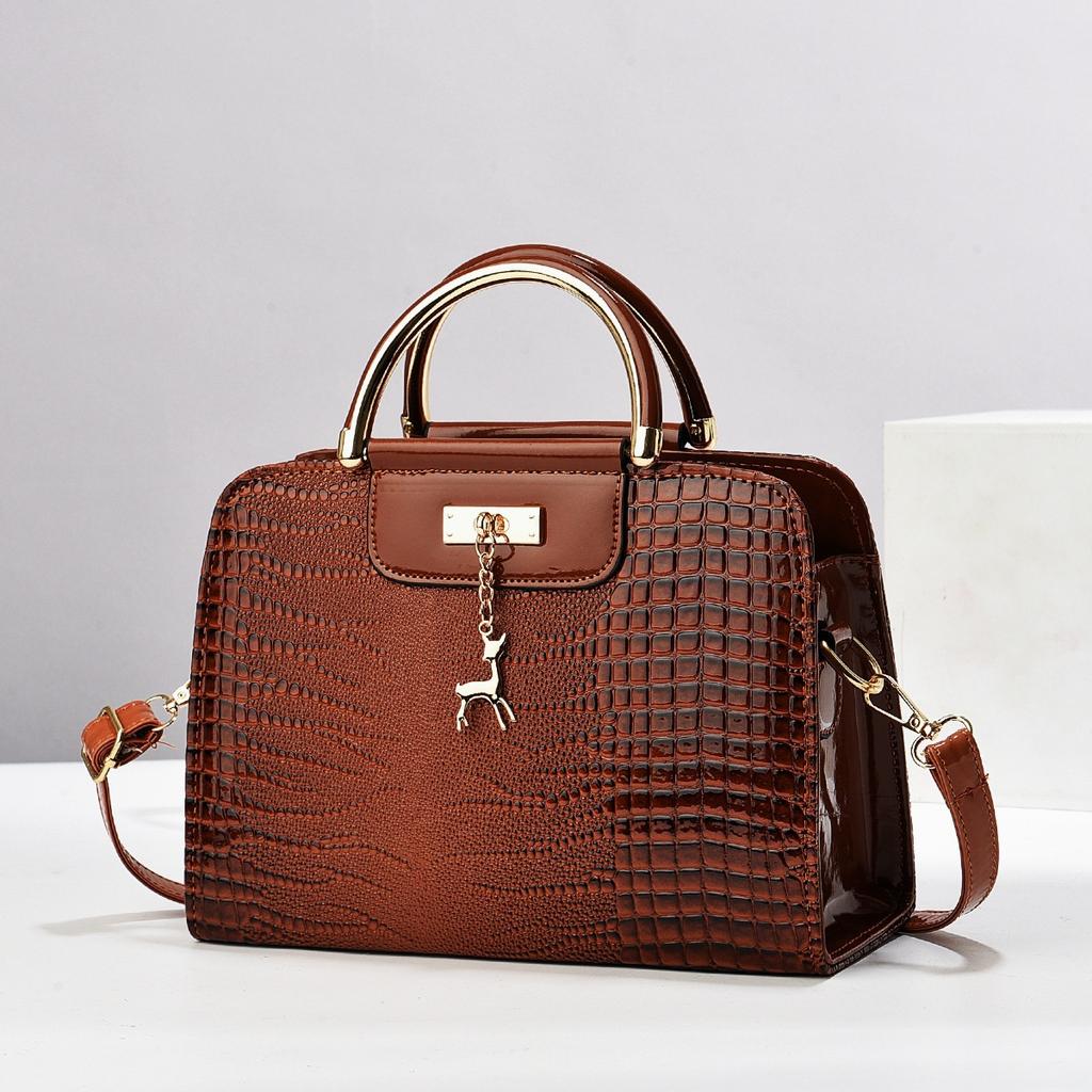 Bright leather stone pattern small square bag PU women's bag solid color handbag crossbody bag shoulder bag