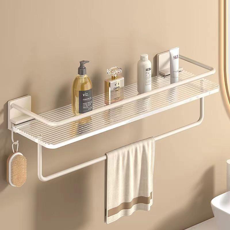 Acrylic Transparent Wall Storage Rack Cosmetic Makeup Storage Tray Shampoo Rack Shower Shelf Bathroom Accessories No Drill Shelf