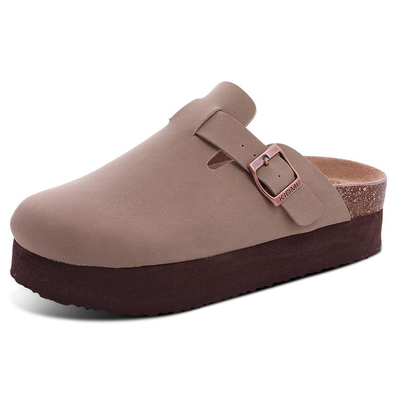 Fashion Kidmi New Women Clogs Men Clogs Suede Slippers Fashion Cork Footbed Leather Slippers Classic Mules Soft Antiskid House Slippers