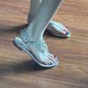 2025 New Summer Women's Sandals Classics Round Toe Crystal Buckle Strap Thong Sandals Outdoor Open Toe Daily Comfortable Shoes
