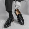 Black Tassel Revit Studded Shoes Man Pointed Toe Slip On Flats Male Fashion Loafers