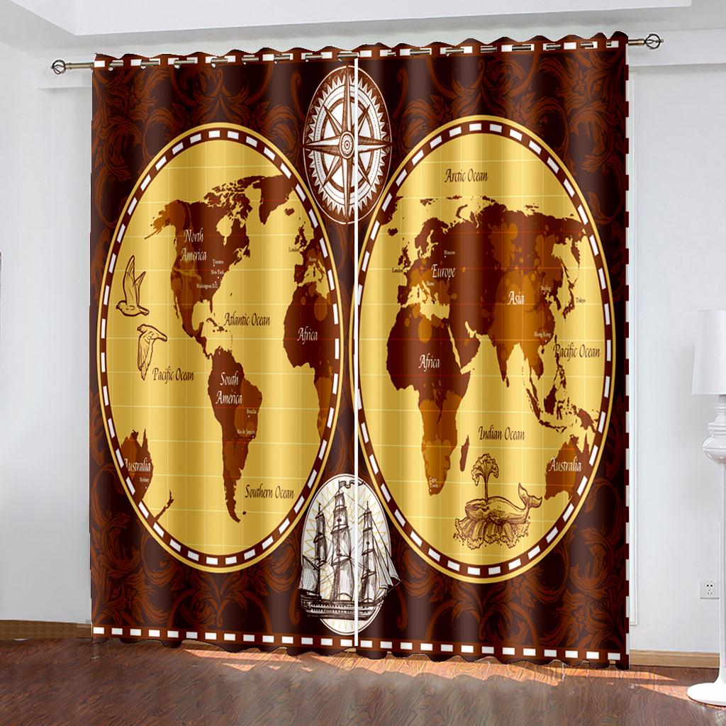 

Занавес заката занавеска для мальчика и девочки подарок декор для спальни домашний декор занавеска полиэстер прочный моющийся W132cm x H160cm&Grommet