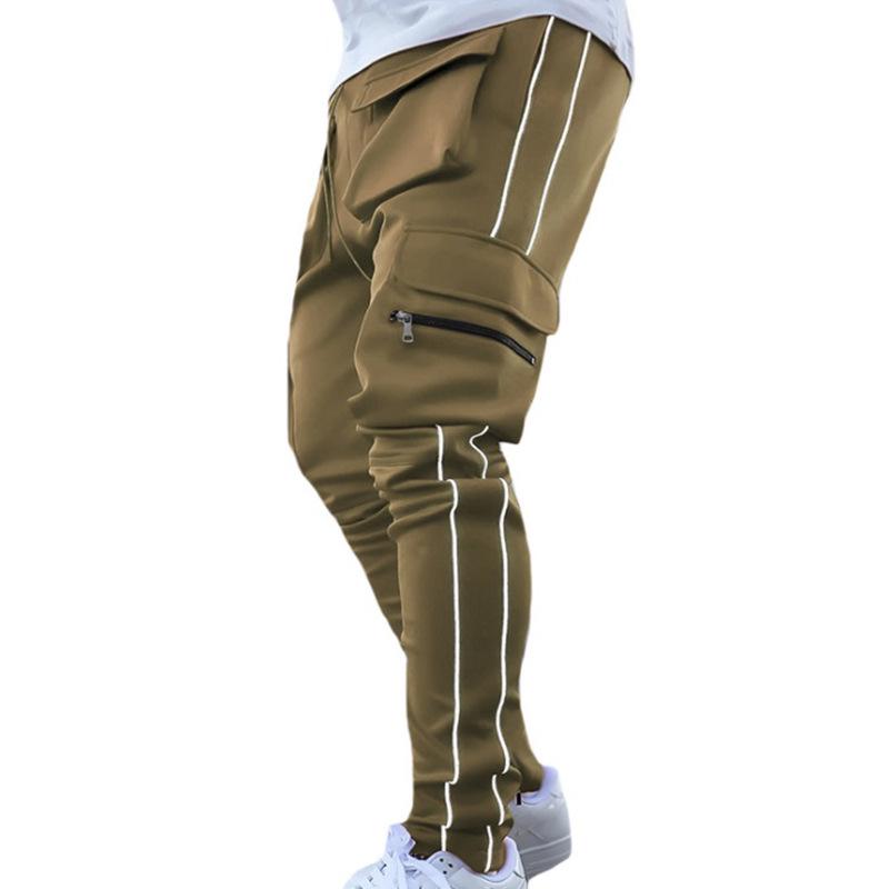 Pánské reflexní elastické cargo kalhoty slim fit: Trendy sportovní a volnočasové oblečení na jaro a podzim
