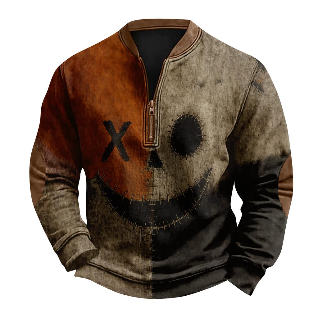 Hanorac fără glugă cu imprimeu de Crăciun, ocazional, pentru bărbați