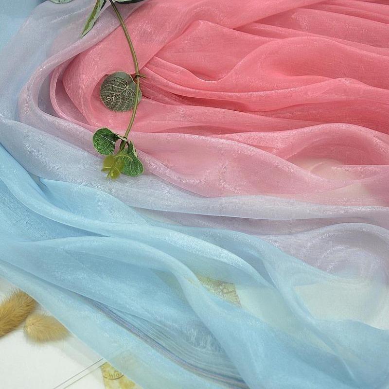 3/5/10m Multicolor Gradient Silk-Crepe Chiffon Fabric for Handmade DIY Sewing Hanfu Apparel Making Wedding Decoration