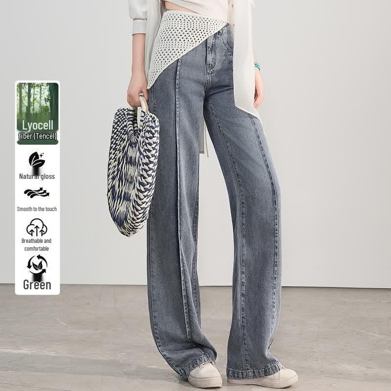 Bailuyu Retro Tencel Lyocell Straight-Leg Jeans XL