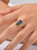Natural Lapis Lazuli Ring Oval Blue Stone Stainless Steel Adjustable Open Ring Women Waterproof Handmade Jewelry