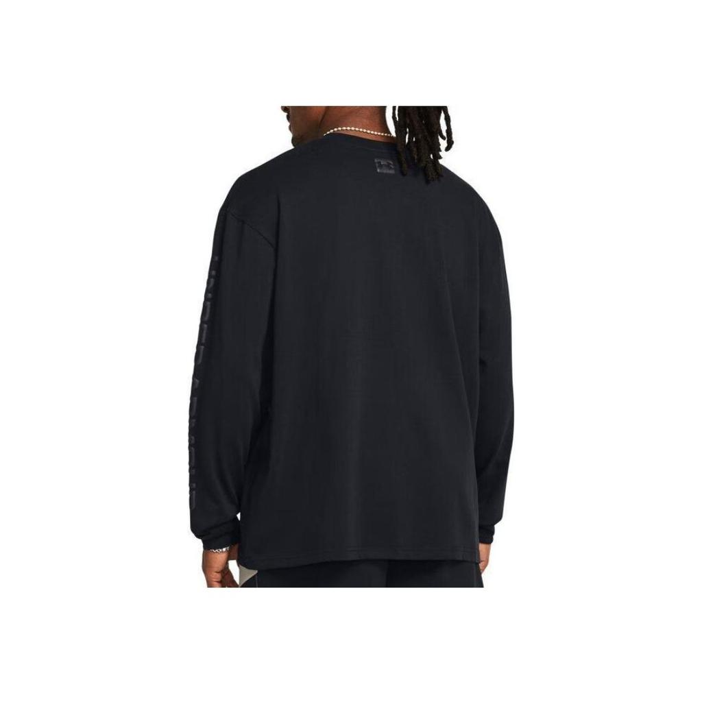 Under Armour High Weight Solid Color Casual Training Long Sleeve T-Shirt Men Tops Black 1382890-001