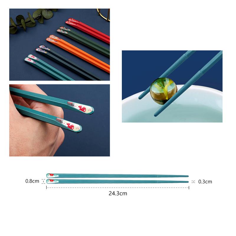 JANKNG 5 Pairs Chinese Janpanese Chopsticks Set Family Chopsticks Set Food Sushi Stick Reusable Korean Alloy Tableware Set