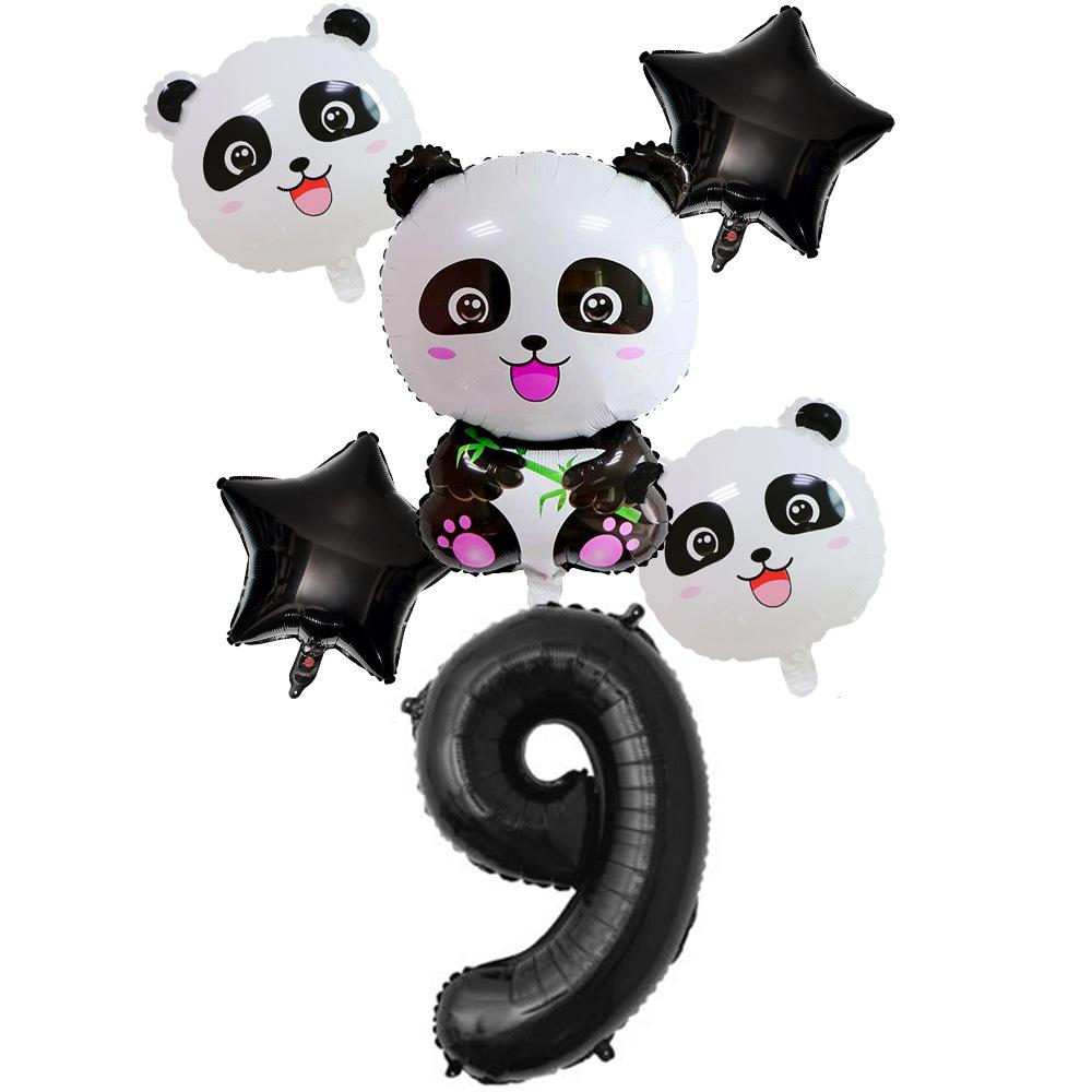 Xiaohongshu Panda Balloon Cute Panda 1-10 Birthday Party Decoration Arrangement Aluminum Film Balloon