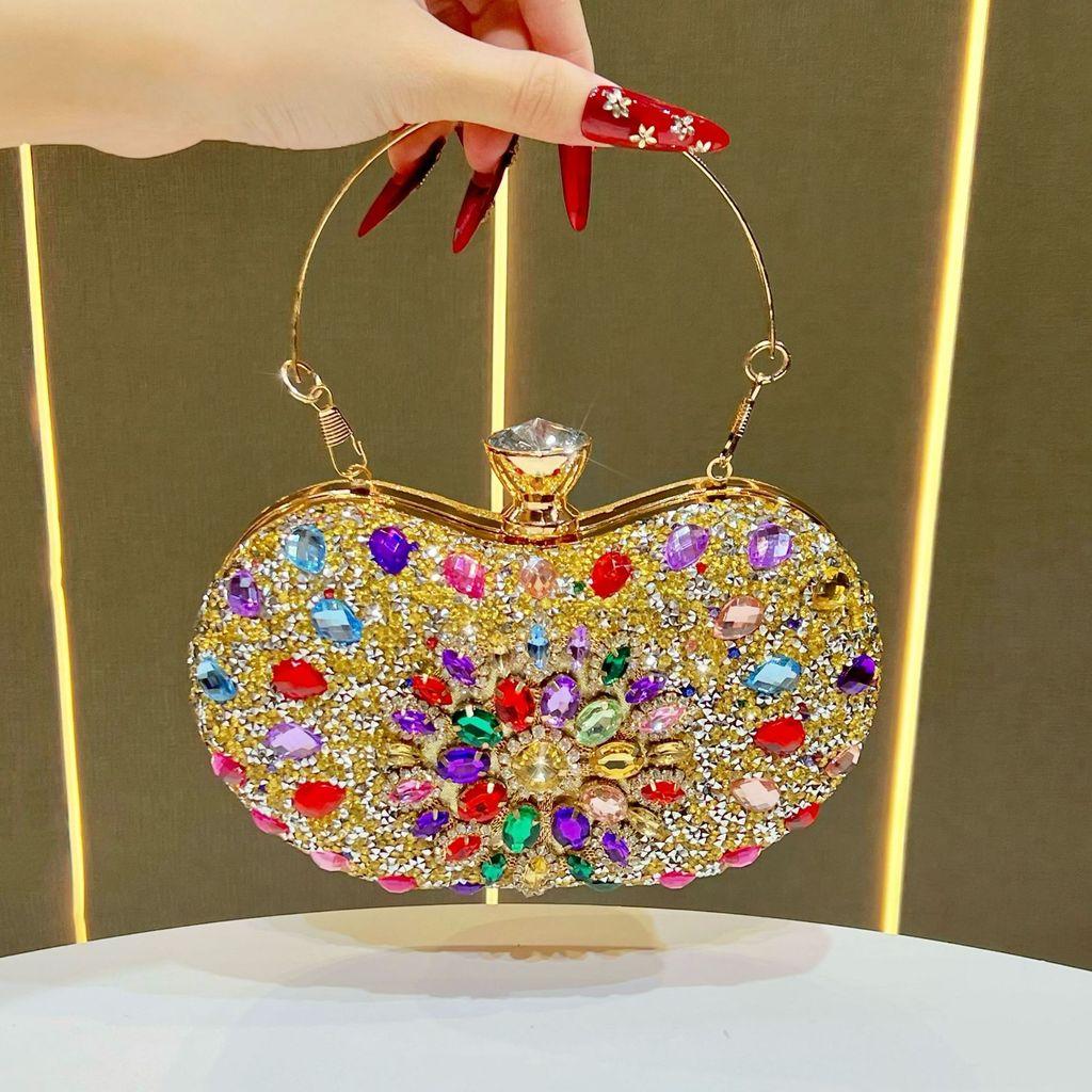 Pochette da sera con decorazioni di diamanti per feste formali ed eventi da donna