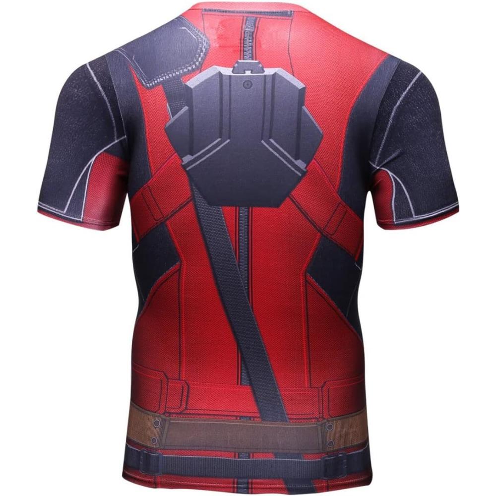 Red Plume Mens 3D Digital Printing Short Sleeve T-Shirt Outdoor Running Yoga Fitness Tight Shirt for Men