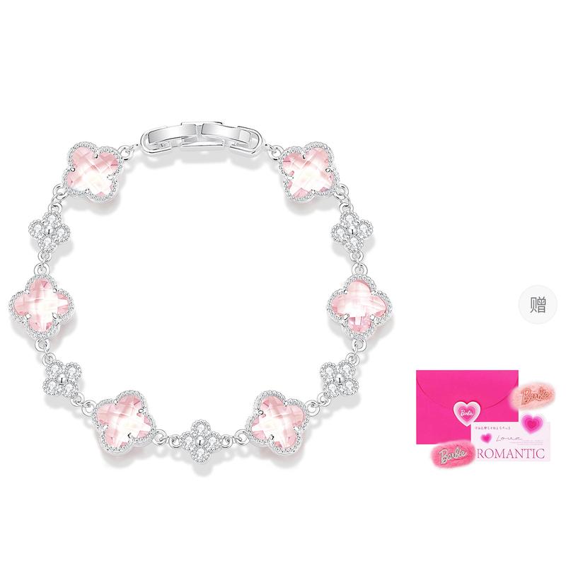 Barbie crystal bracelet [ Crystal] Pink blue sweet pink lucky four-leaf clover wrist bracelet, new Chinese style exquisite TX2604011 синий