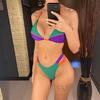Bikini brasiliano a sgambatura alta con incrocio al collo Costumi da bagno da donna Set bikini due pezzi Costume da bagno femminile