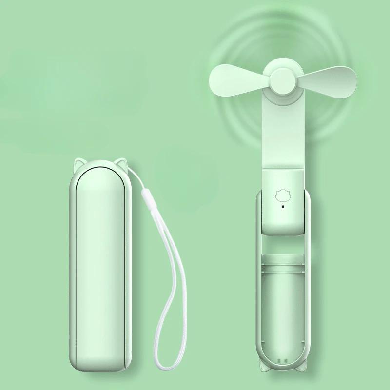 Portable Handheld Fan 3 in 1 Foldable Mini Fan with Power Bank USB Rechargeable Desk Fan Cute Cat Ear Design 3 Speeds Personal C