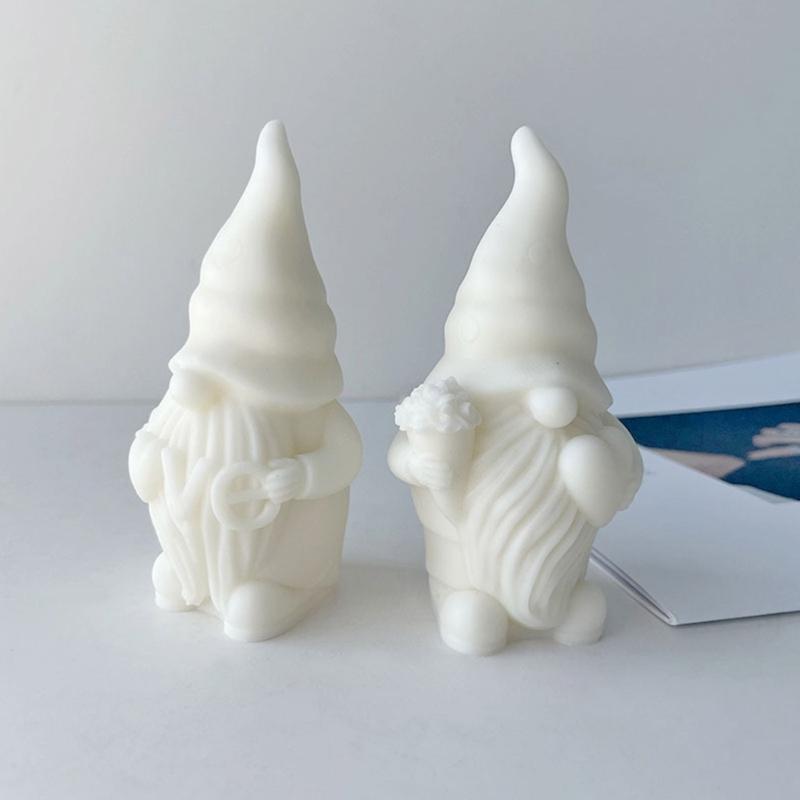 Gnome Candle Silicone Mould Cute Valentines Heart Dwarf Plaster Silicone Mold Old Man Ornaments Mold for DIY Crafts