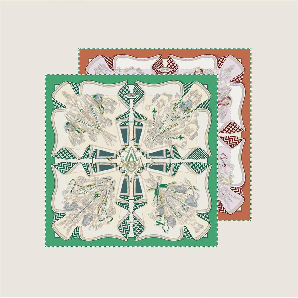 New Style Curled Twill Silk Scarf Women Fashion Double Side Printed Square Scarves Wraps Echarpes Foulards Femme Hijab 70CM