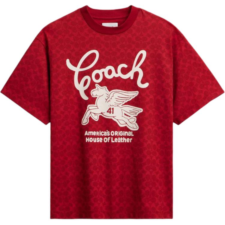 

Coach FW24 Short Sleeve Pattern Cotton T-Shirt Unisex T-Shirts Red CX313-XKH XXS