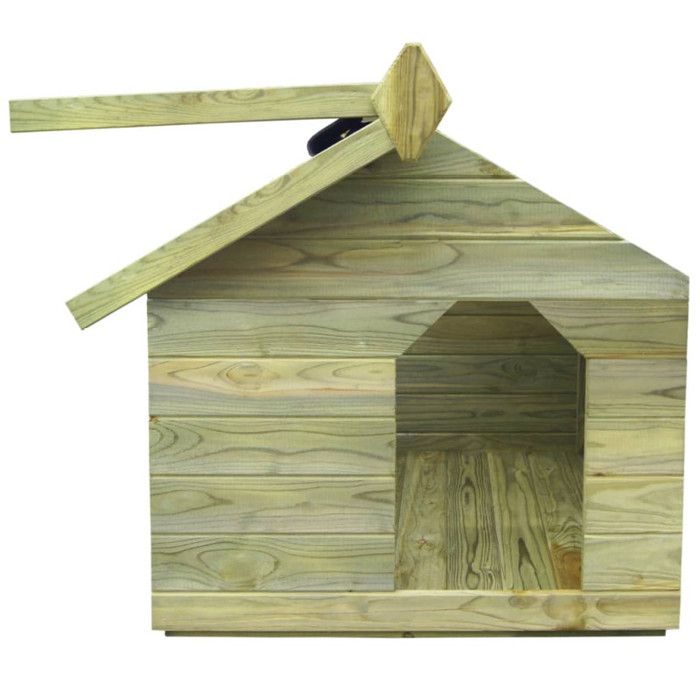 Niche de jardin - vidaXL - Bois de pin imprégné - Toit ouvrant - Pour chien moyen - Extérieur