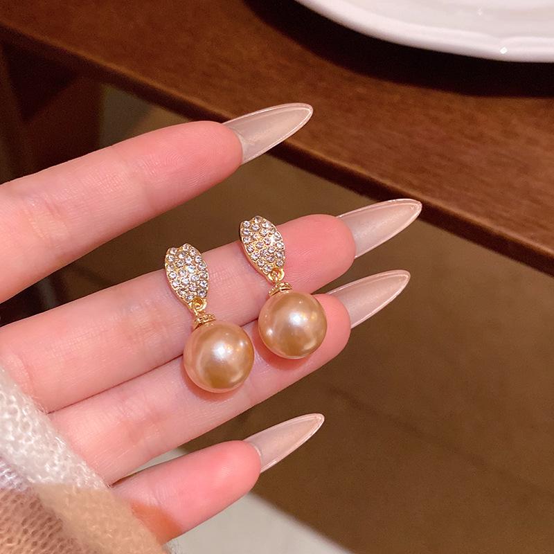 Exquisite S925 Silver Pearl Earrings with Zircon Inlays for Women