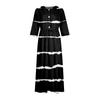 Women's Fashion Casual Printed Lapel Collar Button 3/4 Sleeve Clothing Straps Dress