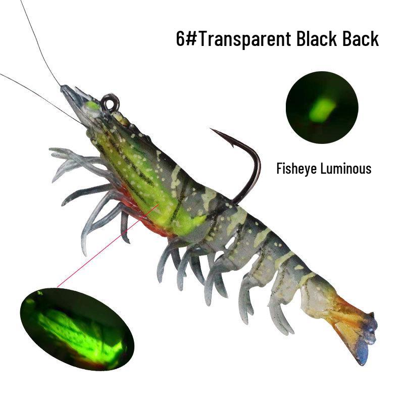 Luminous Giant Prawn Hooked Soft Bait for Fish Attracting