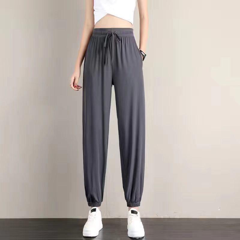 

Ice Silk Women s Tapered Lace-Up Pants - Loose, Slimming, Trendy, Lightweight Summer Wear S for 70-80 jin