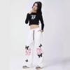 American Graffiti Butterfly Sweatpants: Korean Jazz Street Dance - Women's High-Design Spring/Summer Casual Wear