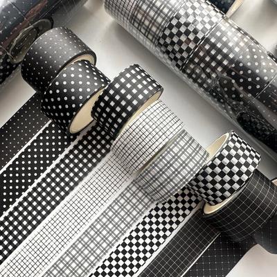 One Roll Per Box Black and White Grid Texture Washi Masking Tape Planner Handbook Collage Handmade Scrapbook Basic Materials