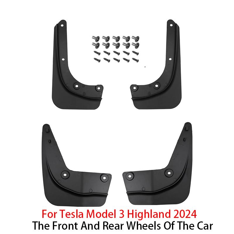 Soft Mud Flaps For Tesla Model 3 Highland 2024 TPE Mudguards Original Design Fender Anti-Snow Anti-Sand Guard Protector