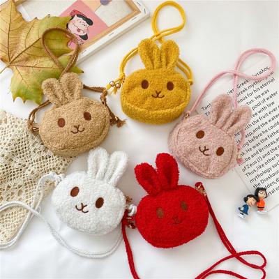 Cute Little Rabbit Kids Plush Drawstring Bag Casual Children Baby Shoulder Bag Sling Bag
