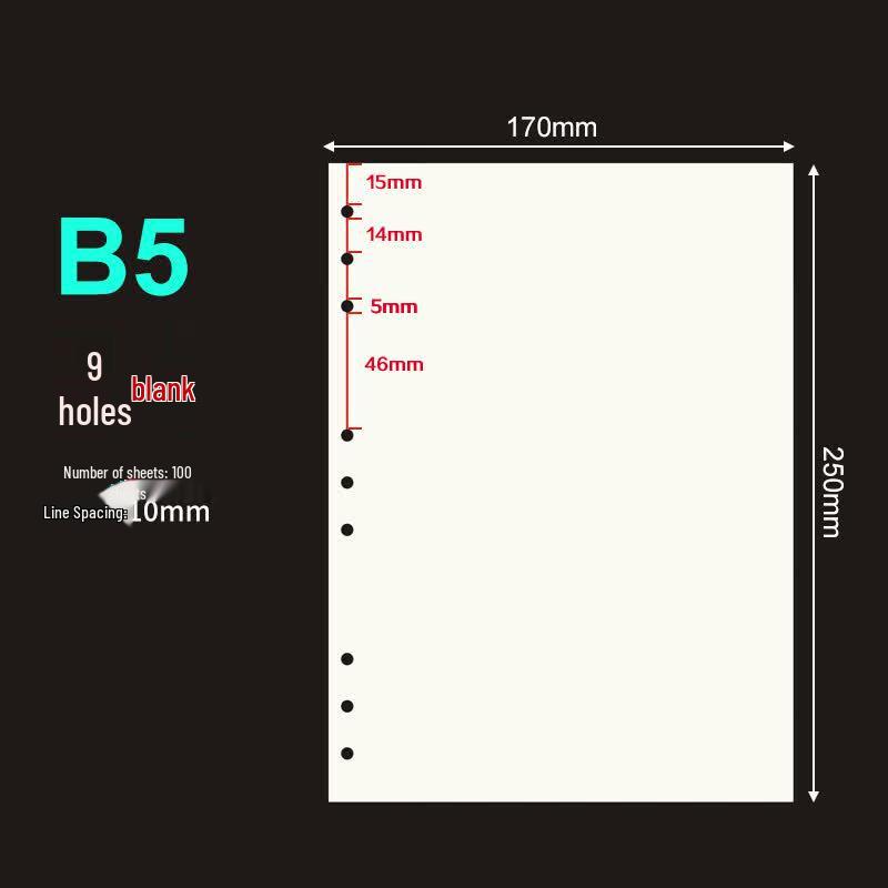 ChaoYou B5 9-Hole Blank Loose-Leaf Refill Paper