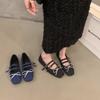Fashion Square Toe Women Mary Jane Shoes Fashion Shallow Butterfly-knot Shoes Spring Ladies Elegant Dress Slip on Shoes