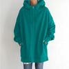 Autumn and Winter Women's New Personality Street Casual Warm Sweater Zipper Hooded Long Fleece Jacket