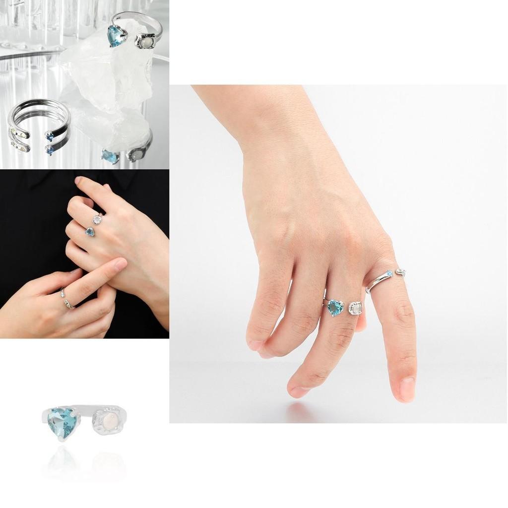 Heart Modern Blue Ring For Women Copper Adjustable Stylish Statement Jewelry