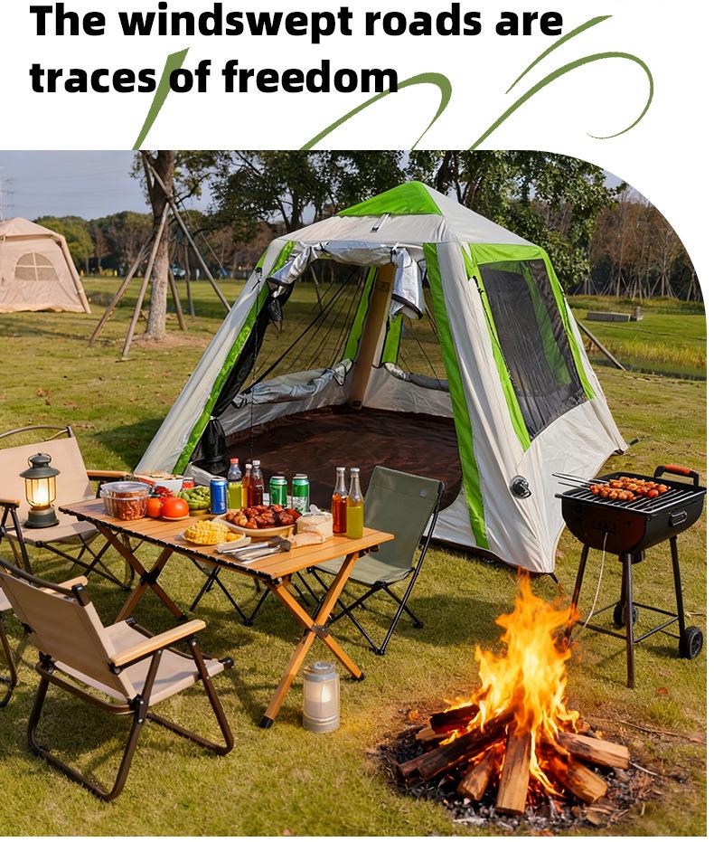 Outdoor Quick-Pitch Inflatable Camping Tent with Tarp Set