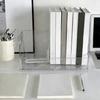 Space Saving Desktop Book Organiser Clear Acrylic Bookend Heavy Duty Book Support for Magazines Document Notebook Album