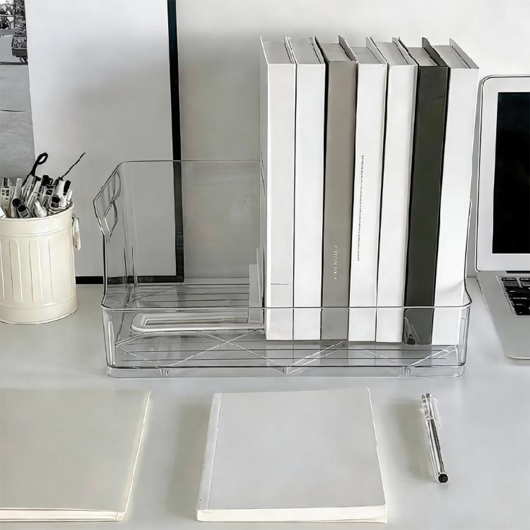 Space Saving Desktop Book Organiser Clear Acrylic Bookend Heavy Duty Book Support for Magazines Document Notebook Album