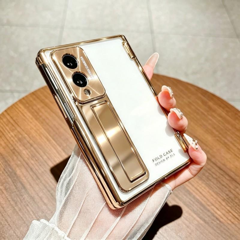 Case Galaxy Z Fold8 Ultra Clear Cover With Hinge Bracket Screen Protector Shockproof Electroplated PC Material