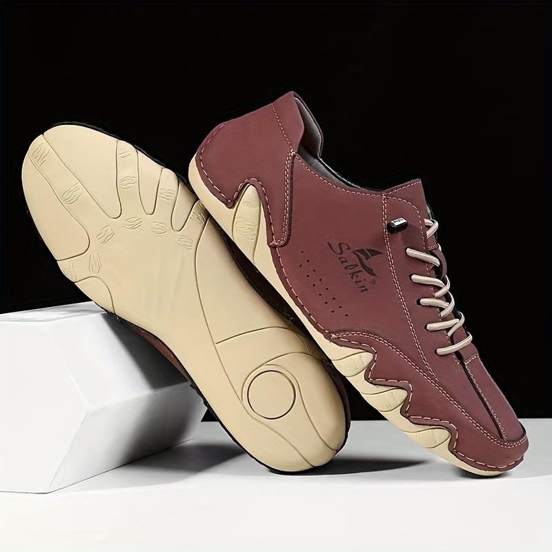 MĂRIME PLUS Pantofi ocazionali pentru bărbați, la modă, cu piele PU, pantofi comozi cu șireturi, ușori, respirabili, pentru plimbări cauzale în aer liber pentru bărbați