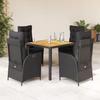 VidaXL Garden Dining Set Cushions 5pcs Black Wicker 3213095