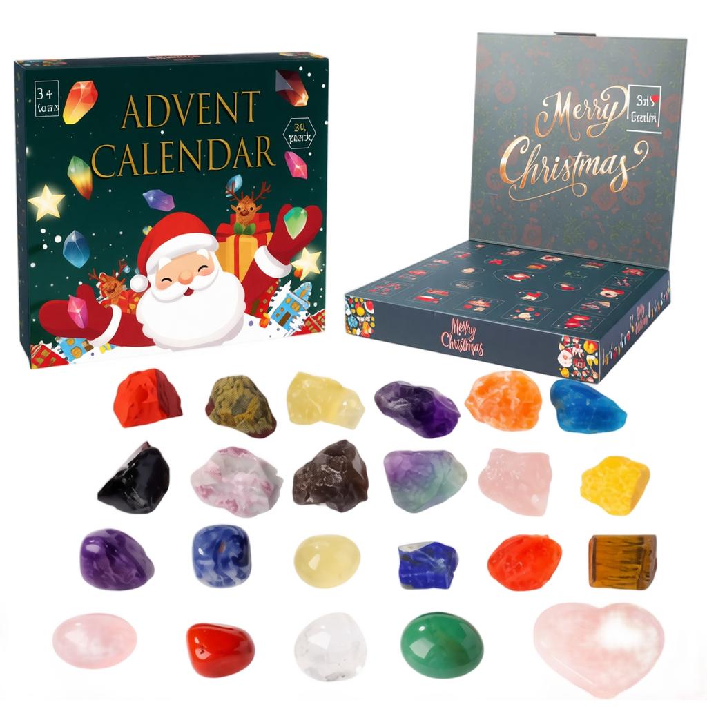 Days Christmas Advent Calendar - Gemstone Punch Box with 3D Design for Kids and Adults