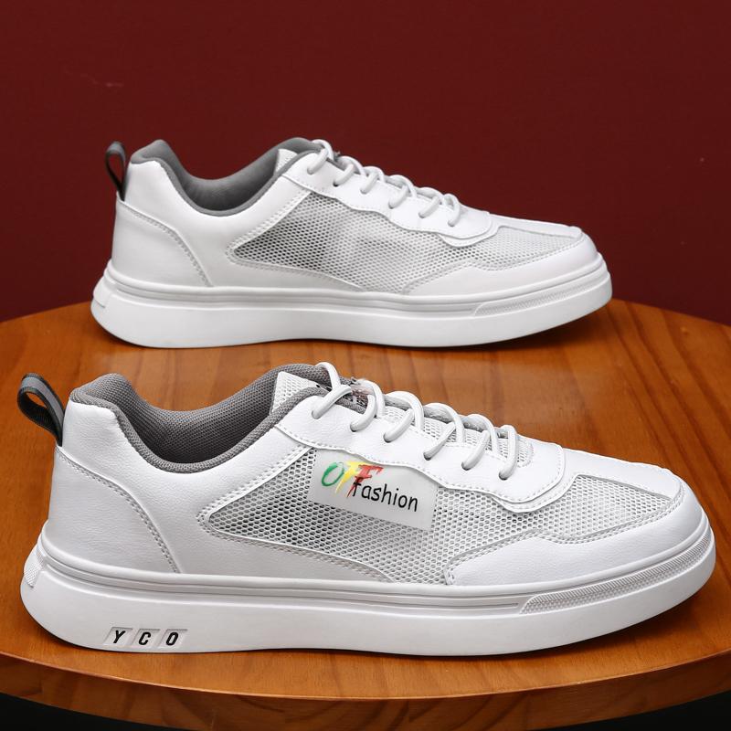 Men White Mesh Tennis Sneakers Summer Sports Skateboarding Shoes Students School Running Shoes Plus Size