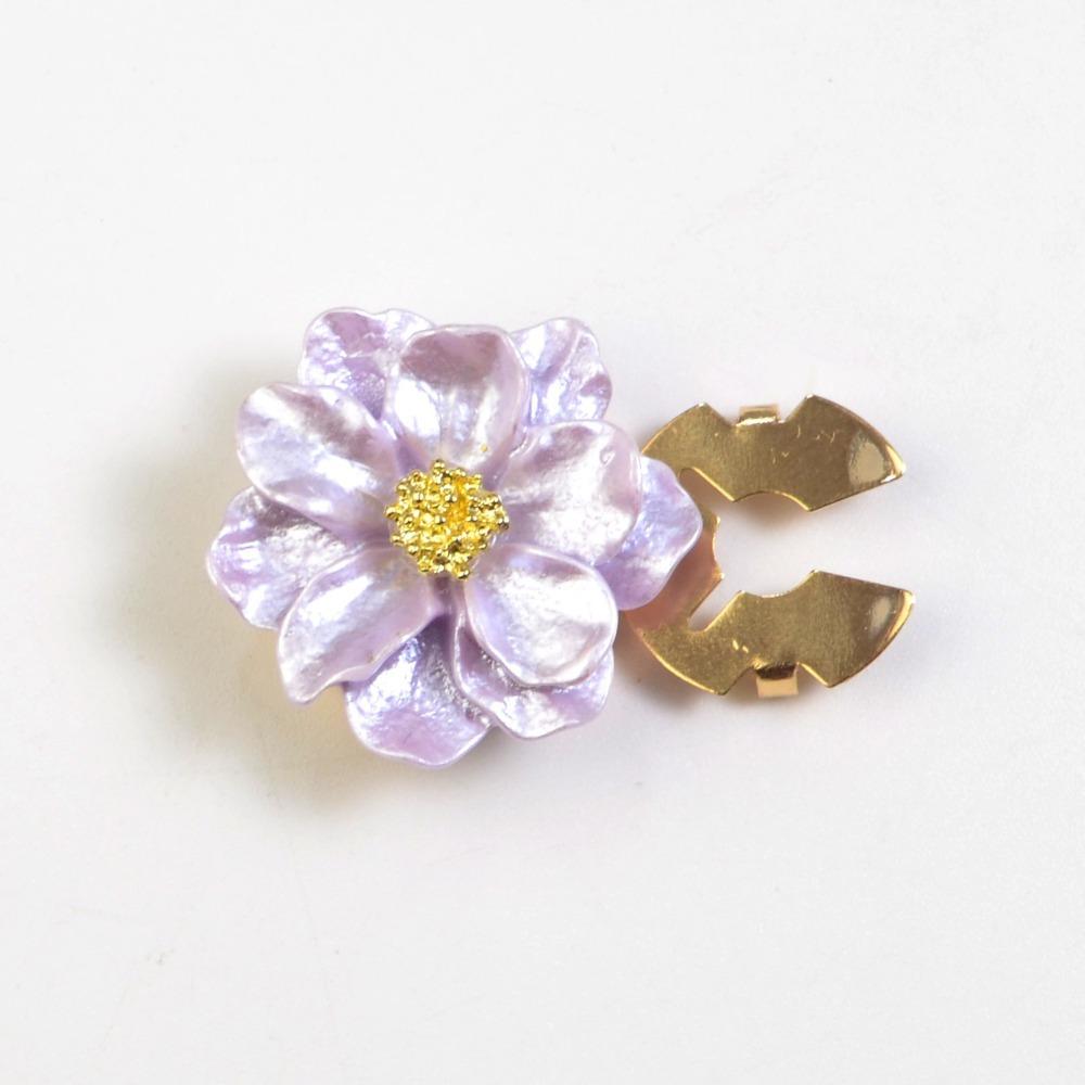 

DIY Clothing Button Covers Flower Shape Flower Button Covers Pearl Sleeve Button Clip Cloth фіолетовий