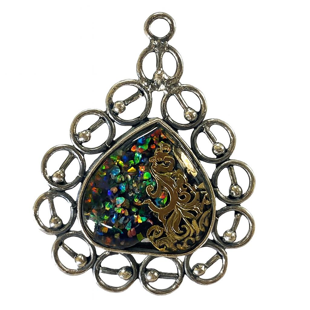 Natural Opal Pendant 33 ct Australia Pear Cut 925 Sterling Silver October Birthday Birthstone