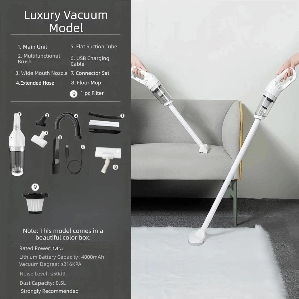 Large Suction Handheld Vacuum Cleaner High Power Cordless Vacuum Cleaner Pet Hair Removal