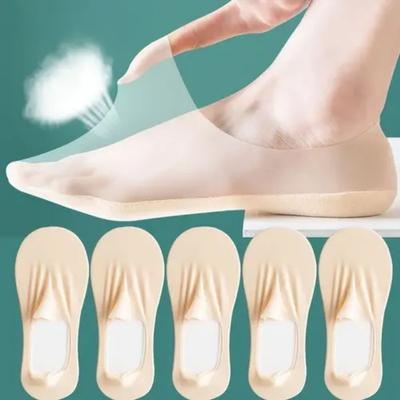 5 Paia, Calzini da Barca da Donna, Leggeri, Traspiranti, Antiscivolo, Calzini alla Caviglia Invisibili, Tallone Rinforzato, Tinta Unita, Vestibilità Confortevole